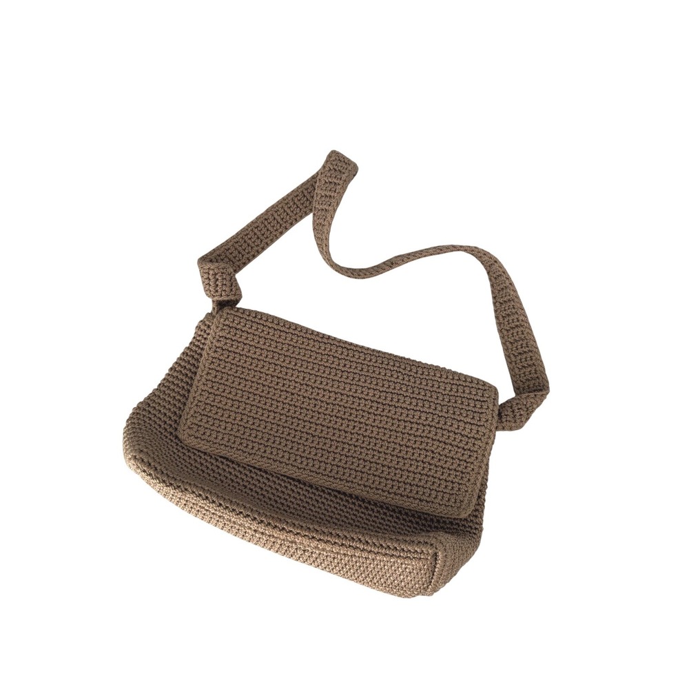 The Sak Crossbody Bag‎ Medium Taupe Brown Crochet Elliott Lucca Woven Flap